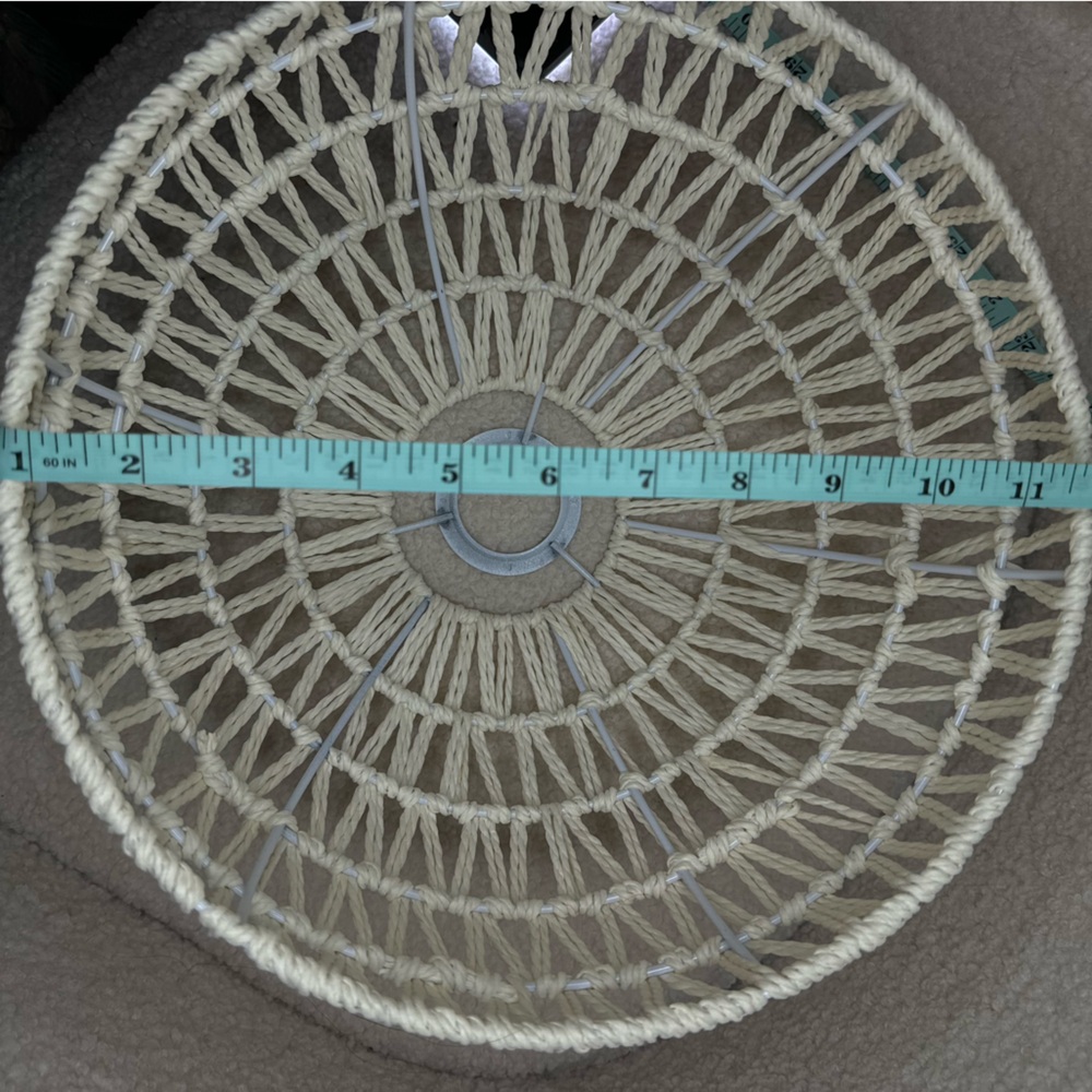 NWOT - Rope Weave Hanging Lamp Shade Bohemian Rustic Light Fixture Cream Rattan - Picture 7 of 9
